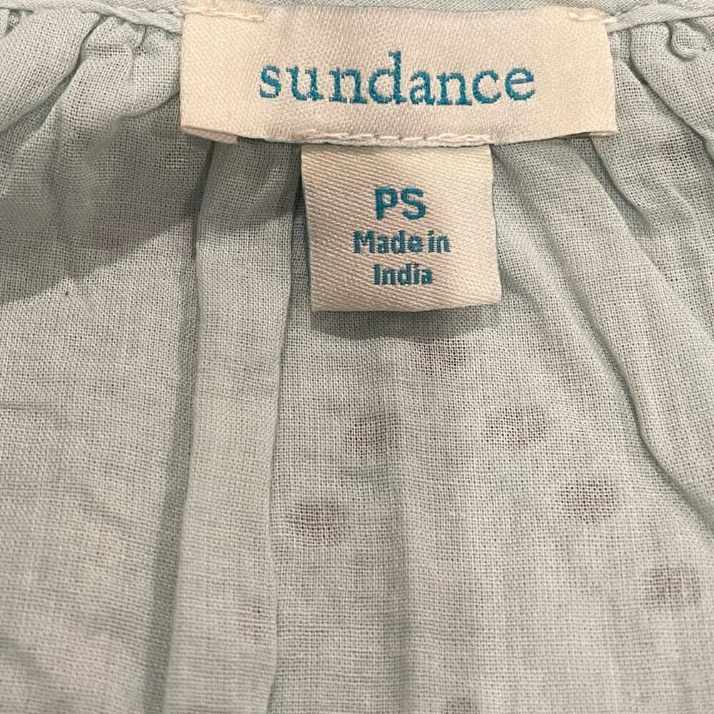 Sundance Women's Aqua Cotton Coastland Long Peasant Sleeves Shift Dress sz PS - Picture 5 of 5